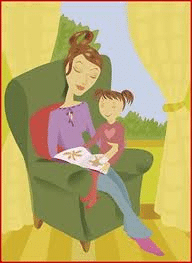 mom and kid reading